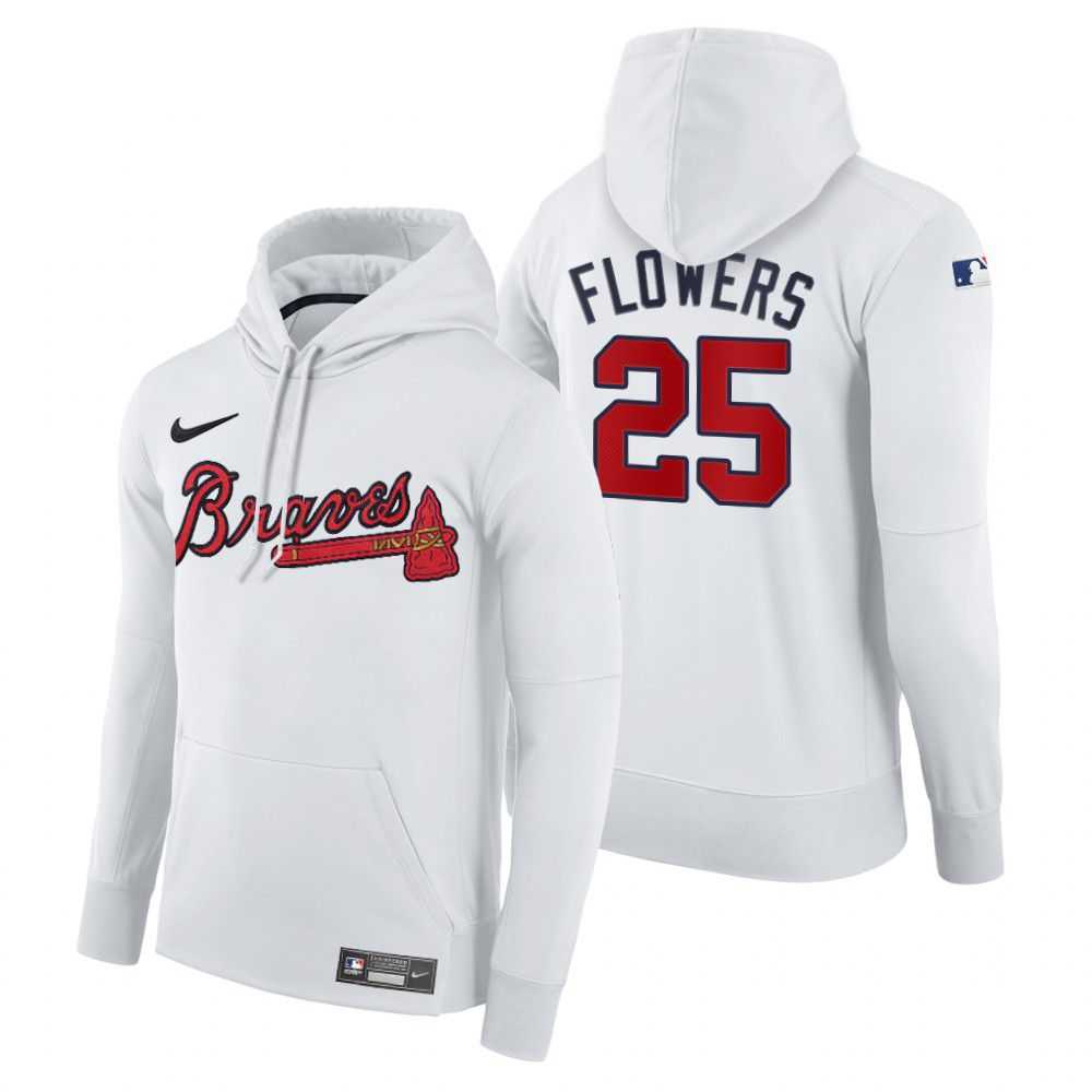 Men Atlanta Braves 25 Flowers white home hoodie 2021 MLB Nike Jerseys